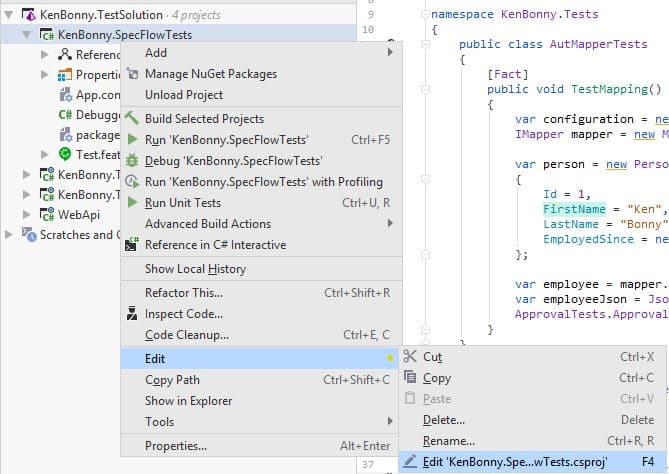 Using SpecFlow 3.0 with Rider
