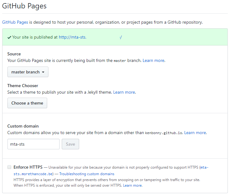 Set up MTA-STS on a GSuite hosted GitHub pages