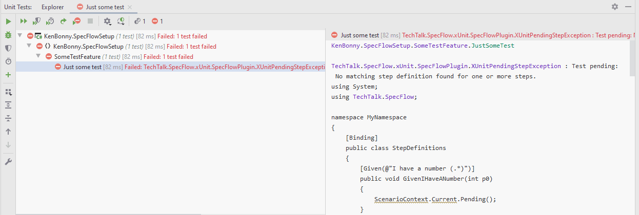 A Simple SpecFlow 3 setup in Rider